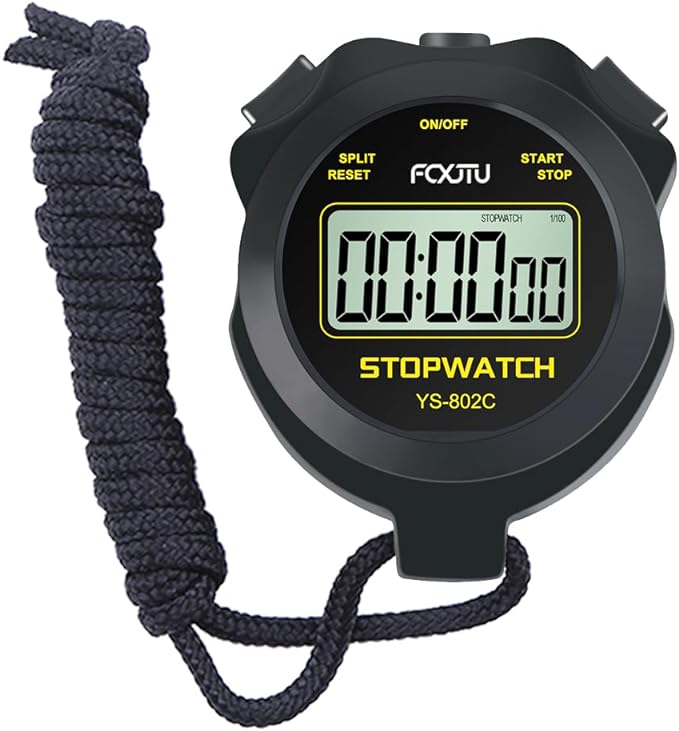 fcxjtu simple digital sports stopwatch timer no bells no clock no alarm simple basic operation silent on/off