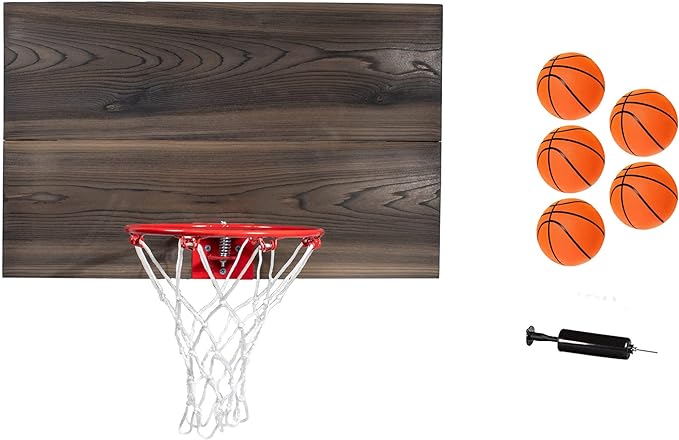 cali kiwi pros indoor basketball 2 panel wood backboard door mount includes 9 hoop net and 5 mini basketballs