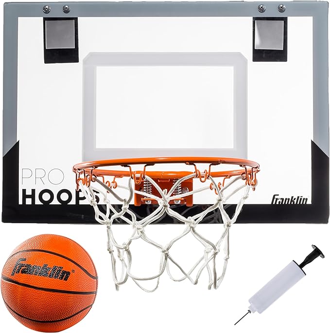 franklin sports mini basketball hoops kids indoor over the door mini hoop + basketball sets perfect game