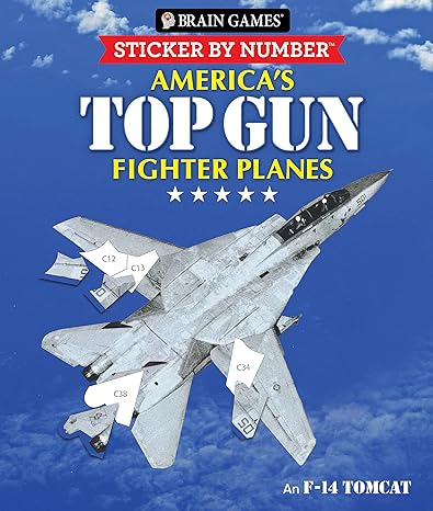 brain games sticker by number americas top gun fighter planes 1st edition publications international ltd