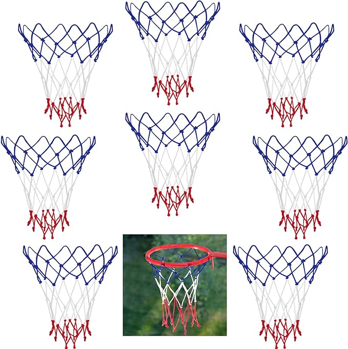 8 pcs mini basketball net replacement small basketball hoop net 8 loops basketball net for rims 8 10 25