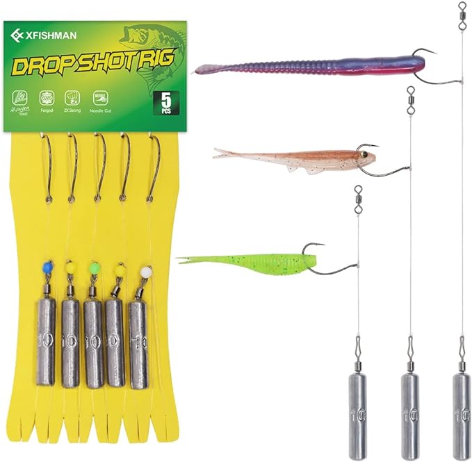 drop shot rigs for bass fishing ready rig with hooks and sinker weights  ‎xfishman b09lhk6dmx