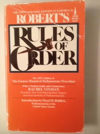 robert s rules of order 1st edition henry m. robert ,rachel vixman 0515017019, 978-0515017014