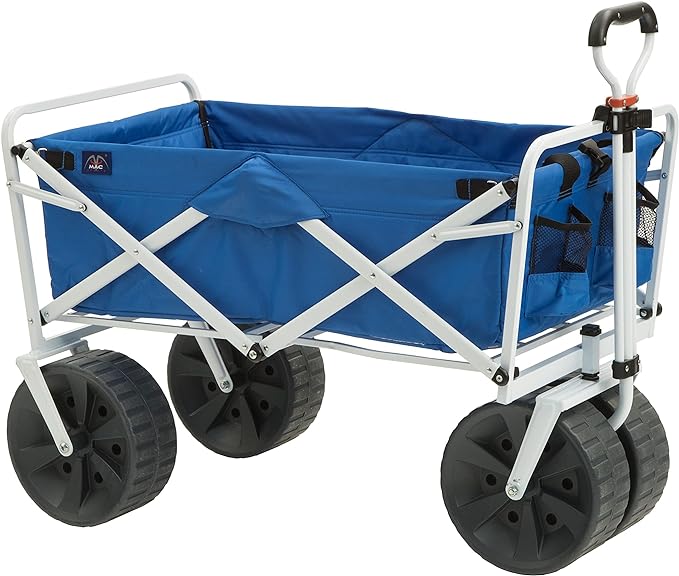 macsports heavy duty collapsible folding all terrain utility beach wagon cart blue/white  macsports b008djdupm