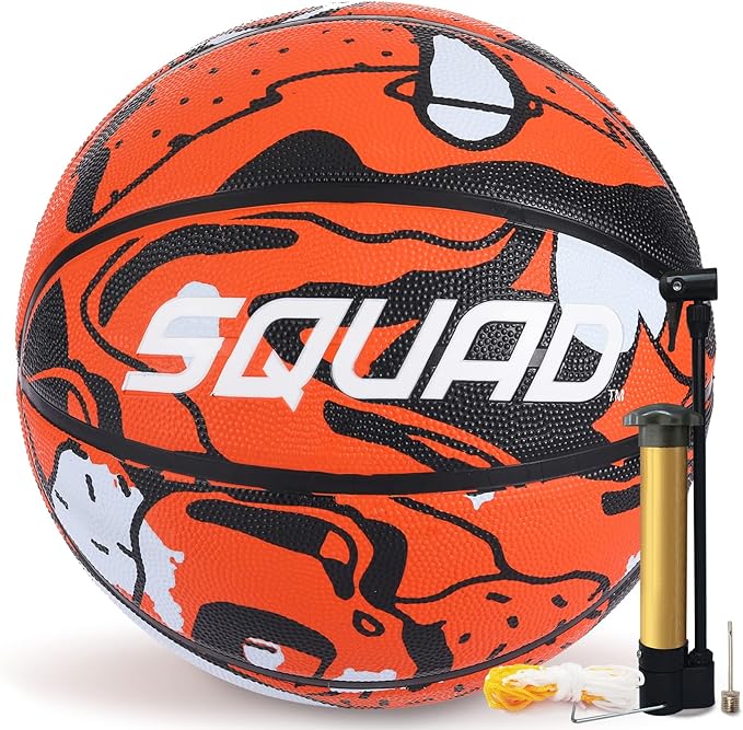 squad graffiti youth basketball size 5 durable rubber basketball for indoor and outdoor play includes pump