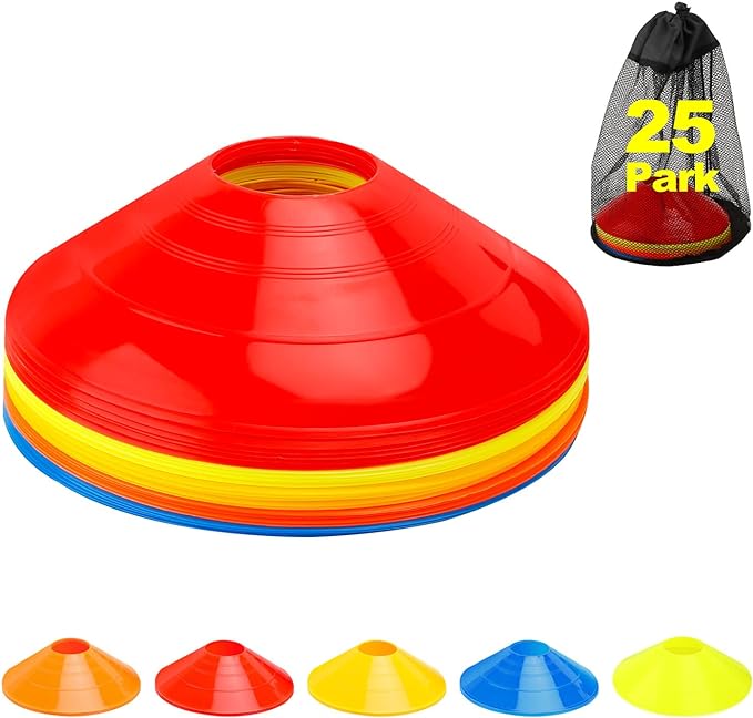 ashsajkd set of 25 agility soccer cones with carry bag and for football cones for trainingfootball basketball
