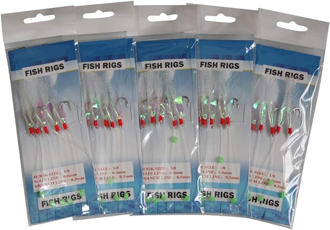 10 packs sabiki rigs fishing flasher lures bait rigs fish skin glow fishing beads high carbon hooks for