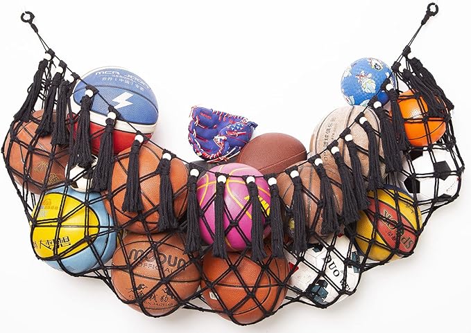 diocos sports ball storage net hammock for garage hanging basket organizer net for basketballs volleyballs