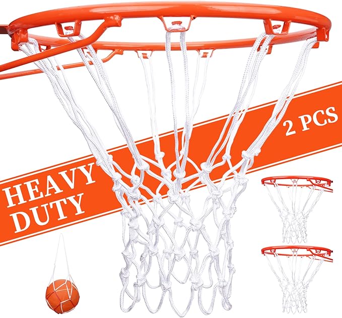 2 packs sieqioor professional basketball net replacement heavy duty durable basketball nets in all weather