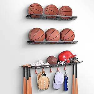 mythinglogic sports equipment storage rack wall mount ball storage racks for garage 3 separate ball storage