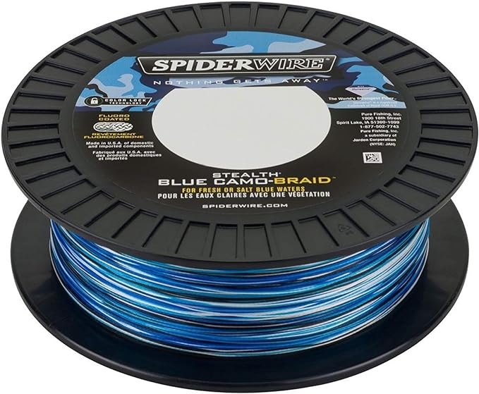 spiderwire stealth superline blue camo 50lb 22 6kg 500yd 457m braided fishing line suitable for saltwater and
