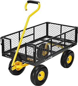 vivohome heavy duty 880 lbs capacity mesh steel garden cart folding utility wagon with removable sides and 4