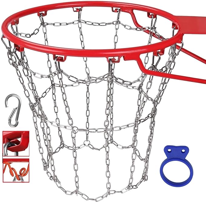 dakzhou basketball net 304 stainless steel chain braided permanent rust proof quick installation  dakzhou