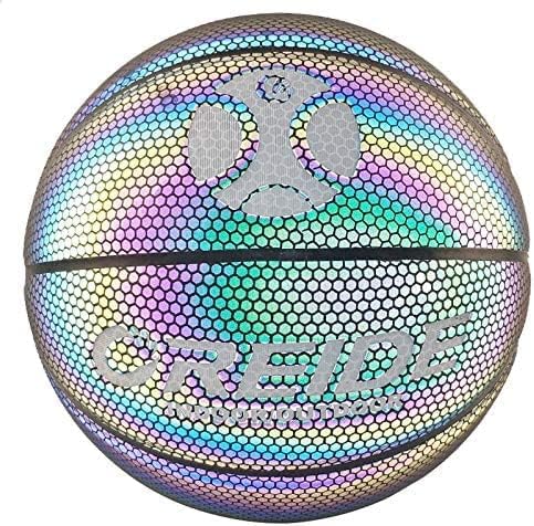edossa basketball luminous basketball ball holographic reflective lighted flash ball pu wear resistant