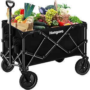 homgava collapsible folding wagon cart outdoor beach wagon heavy duty garden cart with all terrain wheels