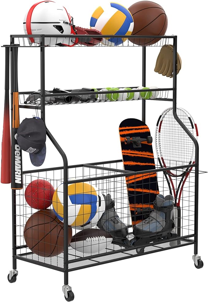 walmann garage sports equipment organizer ball storage rack indoor/outdoor kids toys storage organizer bins