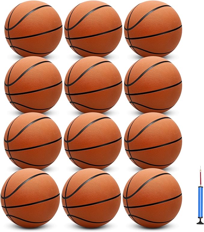 zantrech 12 pack 29 5 official size 7 basketball balls inflatable with pump for men for outdoor indoor or