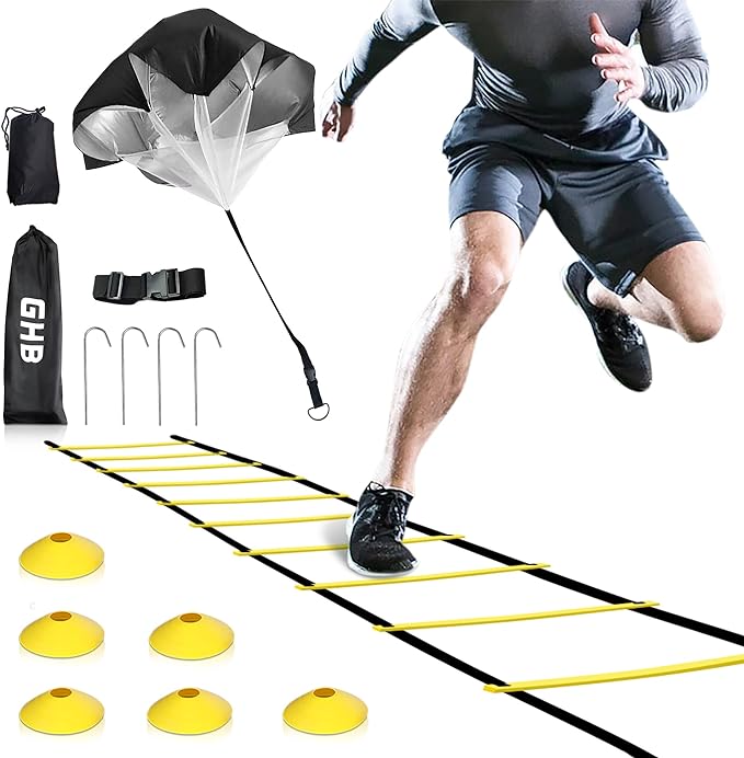 ghb agility ladder speed training ladder workout ladder with 6 or 10 cones 12 rung 20ft with resistance