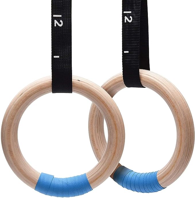 pacearth gymnastics rings wooden olympic rings 1500/1000lbs with adjustable cam buckle 14 76ft long straps
