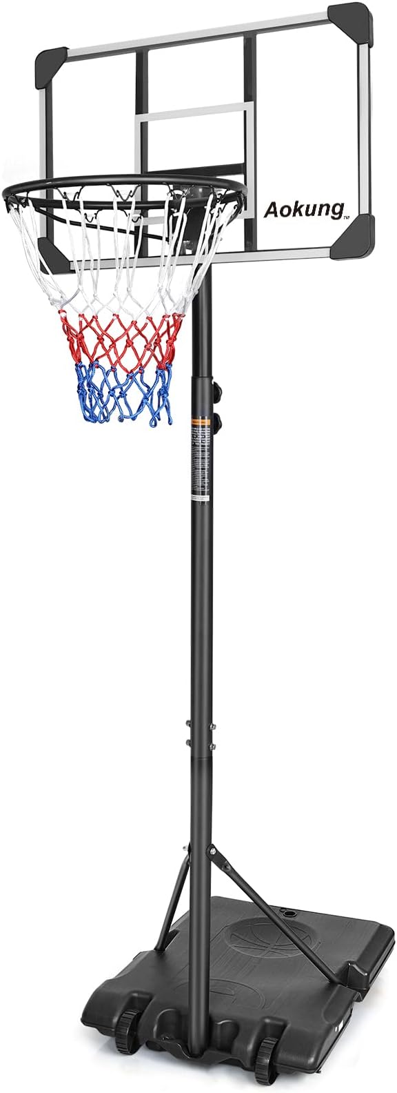 aokung teenagers youth height adjustable 5 6 to 7ft basketball hoop 28 inch backboard portable basketball