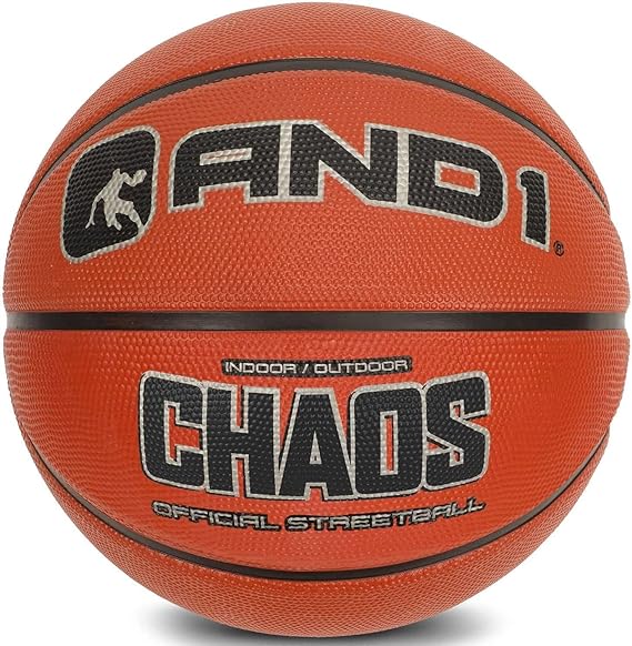 and1 chaos rubber basketball game ready 27 5 inches intermediate size 5 made for indoor and outdoor