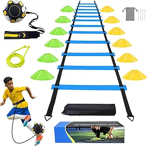 tglitc soccer agility training equipment set soccer accessories 12 rung 20ft agility ladder 12 disc cones