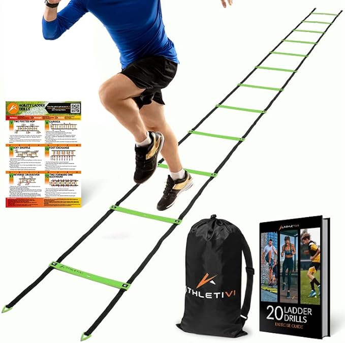 athletivi speed and agility set maximize self improvement with 12 fixed rung ladder speed agility ladder