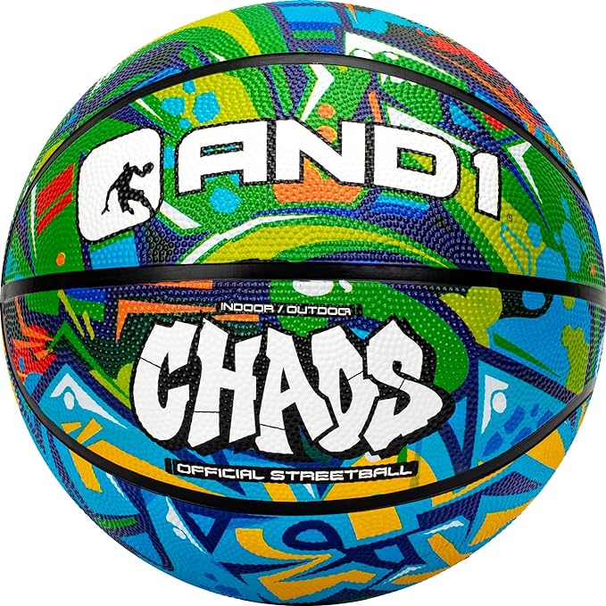 And1 Chaos Rubber Basketball Official Regulation Size 7 Rubber Basketball Deep Channel Construction Streetball Made For Indoor Outdoor