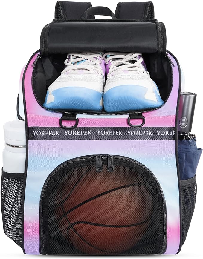 yorepek basketball bag large basketball backpack with shoe compartment and ball holder for daughter son water