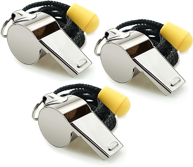 hipat whistle 3 pack stainless steel sports whistles with lanyard loud crisp sound whistles great for coaches