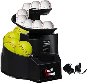 furlihong 6902bha rechargeable baseball/softball toss machine with extendable ball stacker height adjustable
