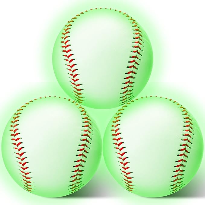 3 pack glow in the dark baseball light up baseball glow balls for baseball games official size baseball gift