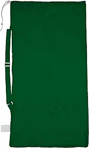 champion sports mesh sports equipment bag with strap green 24x21 inches multipurpose nylon drawstring bag