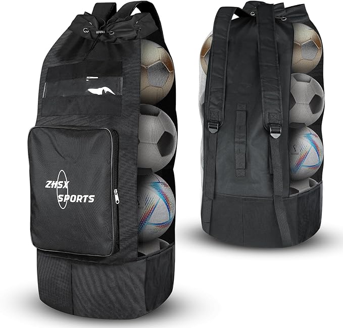 zshx sports ball bag extra large mesh ball bag for heavy duty equipment storage with drawstring closure and
