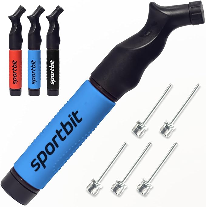 sportbit ball pump with 5 needles push and pull inflating system great for all exercise balls volleyball pump