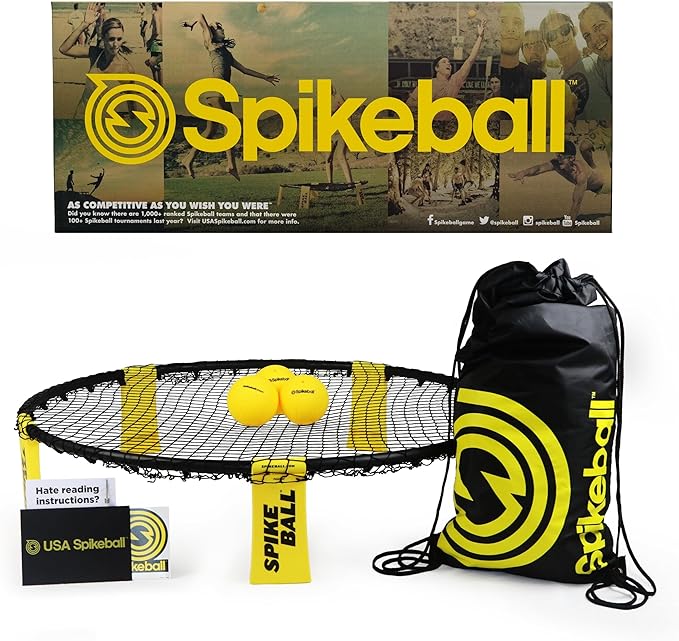 spikeball 3 ball original roundnet game set includes 3 balls net and bag  spikeball b002v7a7mq