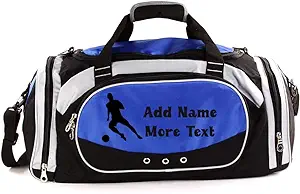 personalized sports duffel bag with custom name and text soccer  kishkesh personalization store b08lf27dmy
