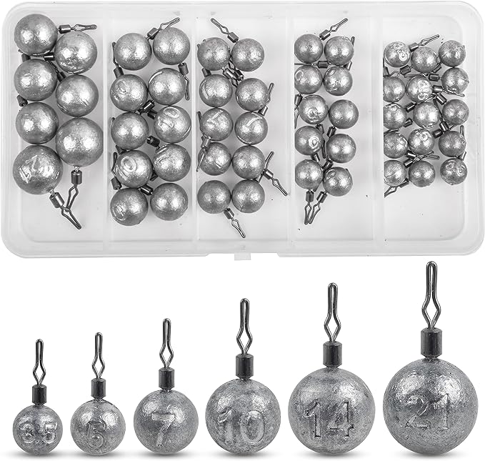 drop shot weights kit 52pcs round fishing weights sinkers bass casting drop shot sinkers rig cannonball
