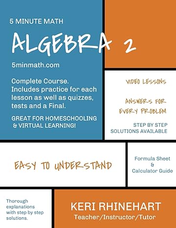 algebra 2 5 minute math 1st edition keri rhinehart 979-8458180368