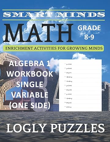 smart minds math enrichment activities for growing minds algebra 1 workbook single variable one side grade