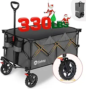 sekey collapsible foldable wagon with 330lbs weight capacity heavy duty folding wagon cart for grocery