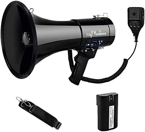 mymealivos megaphone with siren bullhorn 50 watt bullhorn speaker with detachable microphone portable