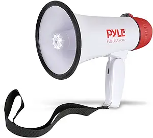 pyle 30w pa bullhorn megaphone speaker with built in siren and led lights adjustable volume control for
