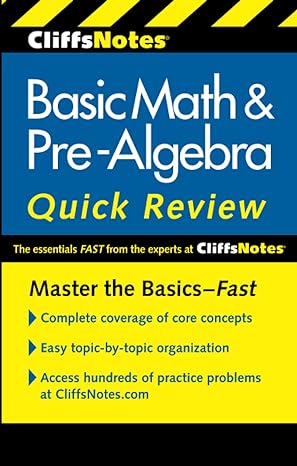 cliffsnotes basic math and pre algebra quick review 1st edition jerry bobrow 0470880406, 978-0470880401