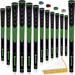 saplize green standard 13 piece rubber golf grip free 15 tapes included cc01 series  ?saplize b07g42jrbm