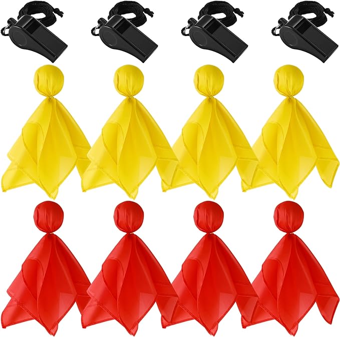 12 pcs football penalty flag set 8 red yellow tossing soccer flags for party accessory and 4 plastic sports