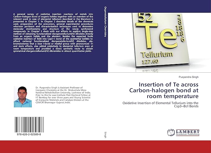 insertion of te across carbon halogen bond at room temperature oxidative insertion of elemental tellurium