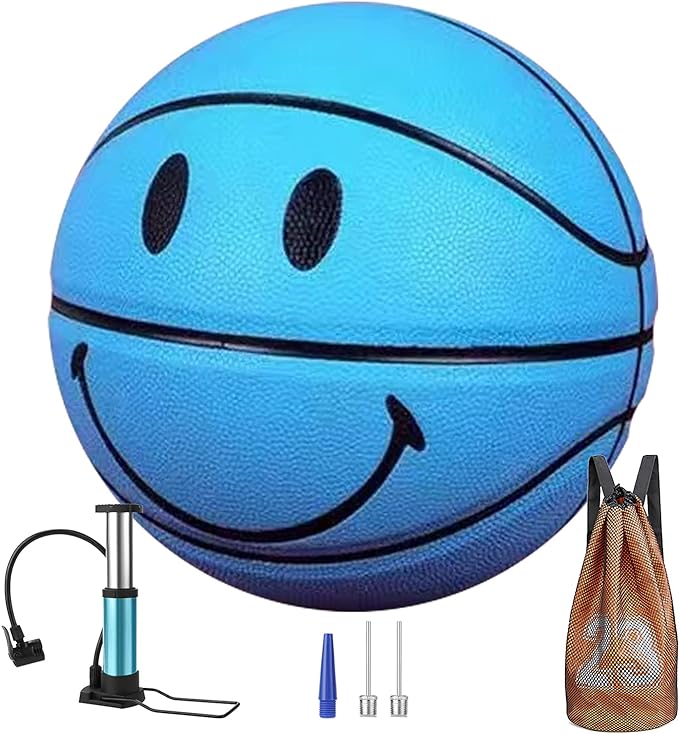 mindcollision no 5 kids smiling face basketball sweat absorbent pu leather soft and not hurting hands good