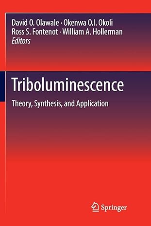 triboluminescence theory synthesis and application 1st edition david o olawale ,okenwa o i okoli ,ross s