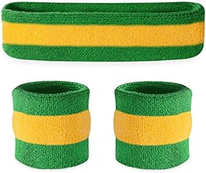 suddora striped sweatband set moisture wicking 2 wristbands and 1 headband breathable athletic sweat bands